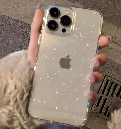 Luxury Bling Glitter Clear Phone Case for Iphone 17 16 15 14 13 12 11 Pro Max X XR XS 7 8 plus Shockproof Transparent Soft Cover